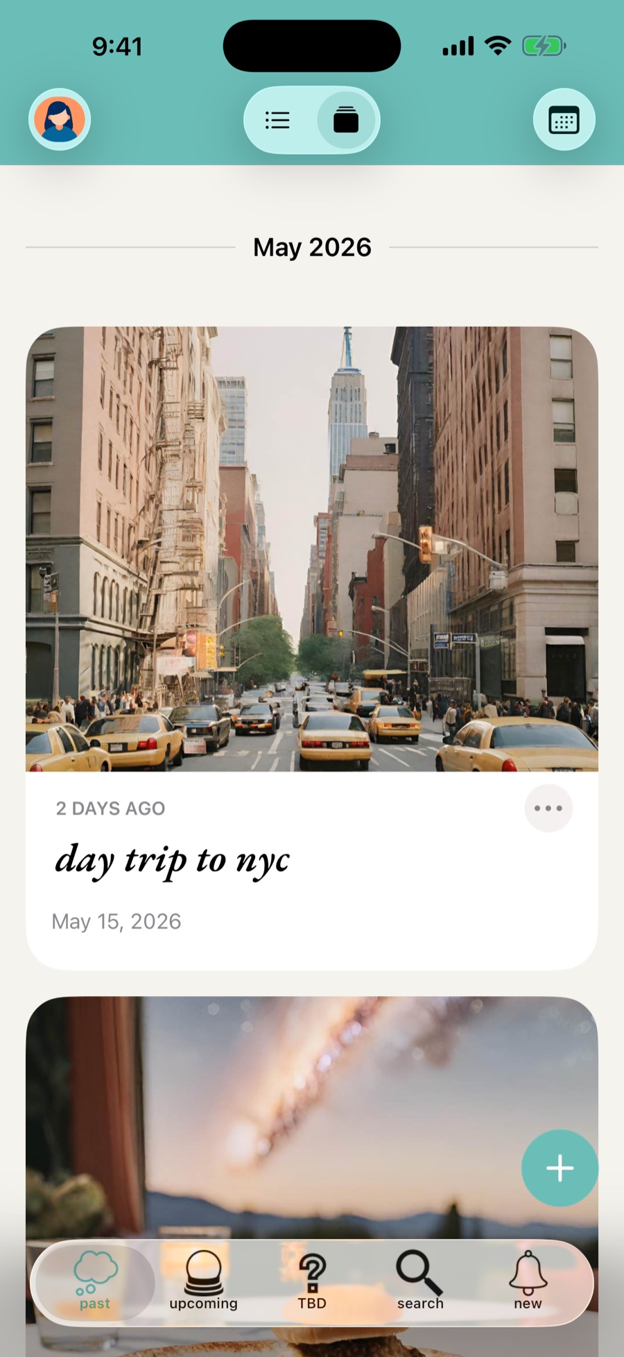 A timeline of past events